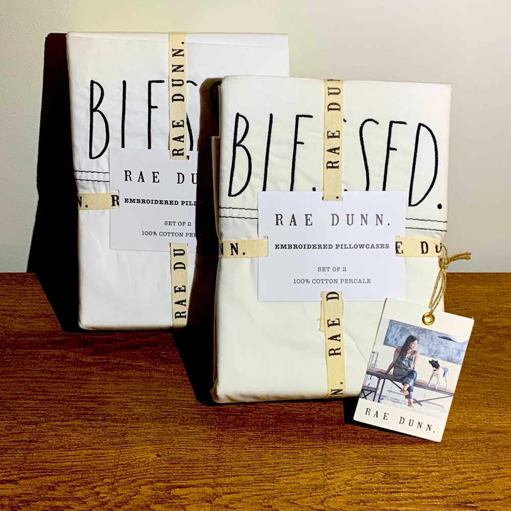 Two Sets of (4) Rae Dunn “Blessed” pillow cases